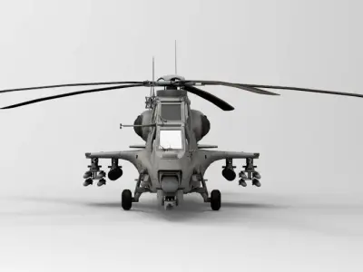 Low Poly Attack Helicopter WZ-10 3D Model Low-poly 3D model
