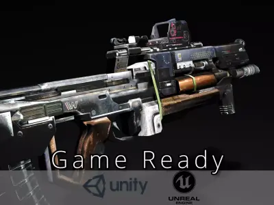 Sci-fi Assault Rifle  Game Ready  - Flatline Low-poly 3D model