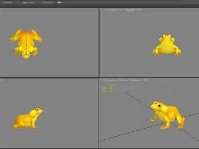 Cartoon golden frog Low-poly 3D model