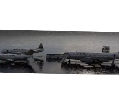 Boeing 707 720 727-100 DC-9 and VISCOUNT V800 3D model