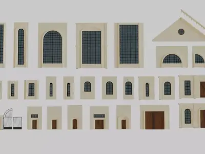 Architectural House Parts Kitbash Low-poly 3D model