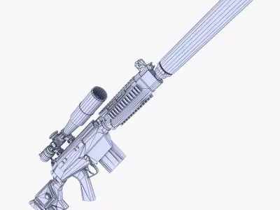 HK PSG1 Sniper Rifle Low-poly 3D model