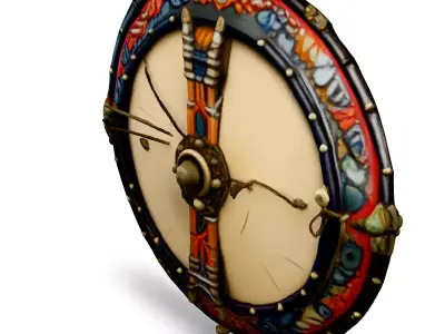 Stylized Fantasy Viking Shield Low-poly 3D model