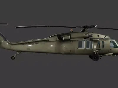 UH60-V Black Hawk FULL INTERIOR Low-poly 3D model