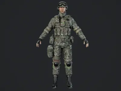 Chinese Soldier Special Forces Military Low-poly 3D model
