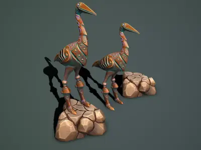 Statue heron Free 3D model