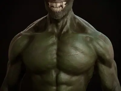 Demon bust of with skulls on top 3D print model