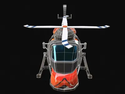 Low Poly Stylized Helicopter Game-Ready Model Low-poly 3D model