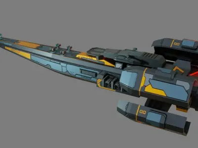 Sci-Fi Cruiser Aurora - Game Ready - PBR Low-poly 3D model