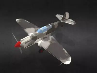 curtiss-p-40-warhawk fighter plane Low-poly 3D model