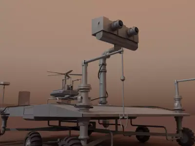 Mars Rover and vehicles Rigged Low-poly 3D model