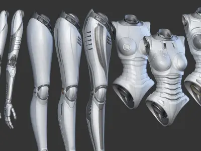 Robot Woman Body Parts - Kitbash 3D model