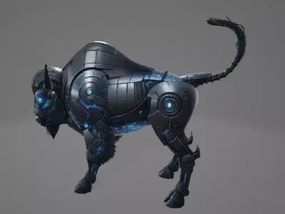 Robotic Bison - High Poly 3D model