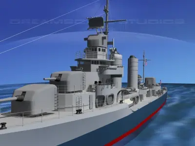 Gleaves Class Destroyer USS Bristol DD453 3D model