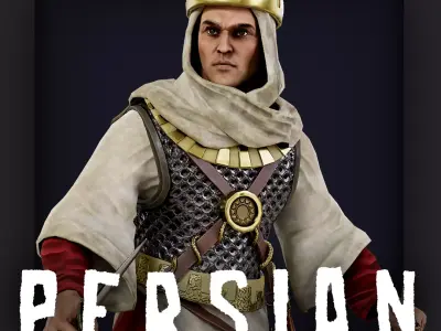 Persian 2 dagger A pose Low-poly character redy for game  Low-poly 3D model