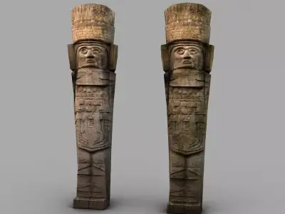 Low poly ancient stone statue Low-poly 3D model