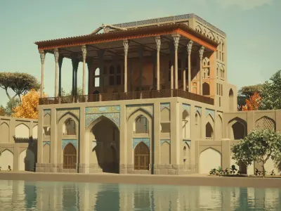 AliQapu traditional iranian palace Low-poly 3D model