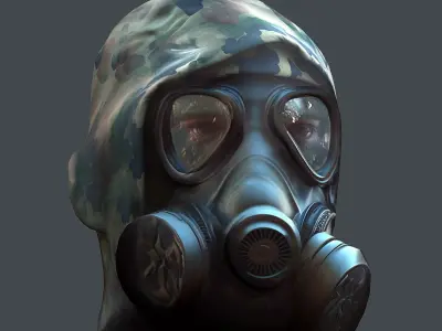 Gas mask helmet 3d model military combat fantasy Low-poly 3D model