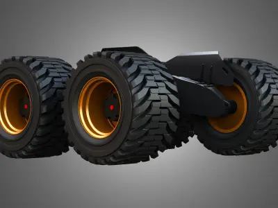 H21D Forestry Harvester Wheels and Tires with Suspension 3D model