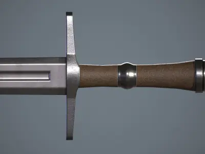 One-handed sword with scabbard Low-poly 3D model