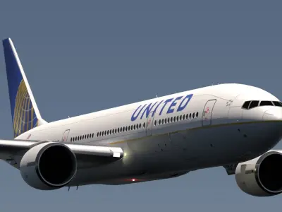 ANIMATED Boeing 777-200ER - United Airlines Livery 3D model