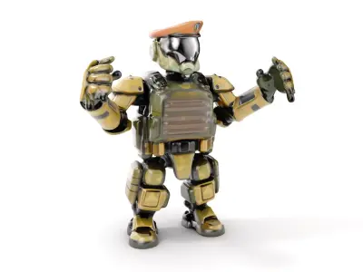 Military Robot Soldier  Fully Rigged and Animated for Versati... Low-poly 3D model