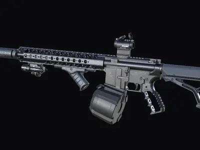 Tactical modular assault rifle Colt M4A1 Custom Low-poly 3D model