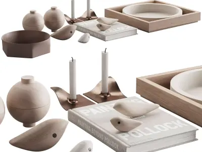 077 Living decor set NEUTRAL BIRDS 00 3D model