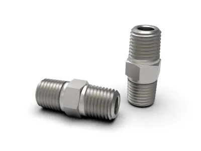 Hex Nipple Collection NPT male thread 3D model