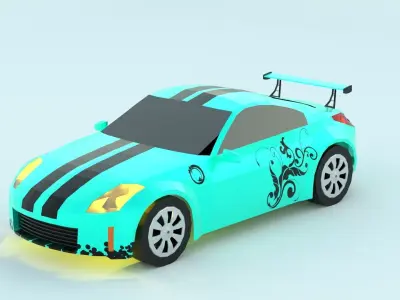Nissan 350Z low poly game ready 3d model Low-poly 3D model Free low-poly 3D model