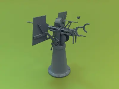 Oerlikon 20mm AA gun Low-poly 3D model