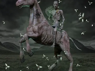 Zombie Horse and Rider Low-poly 3D model