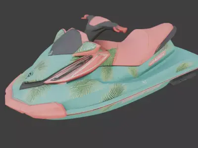 Stylized Tropical Jet Ski  Model Low-poly 3D model