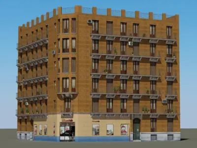 Building apartment in barcelona Low-poly 3D model