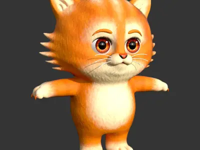 Cute Cat Low-poly 3D model