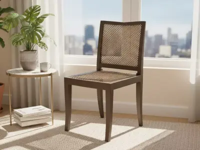Modern Wooden Rattan Chair - MorisonDesign 4K PBR Free low-poly 3D model