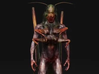 Mutant Grasshopper - Horror Insects Collection Low-poly 3D model