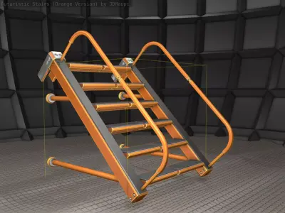 Sci-Fi Stairs - 17 - Orange Version Low-poly 3D model