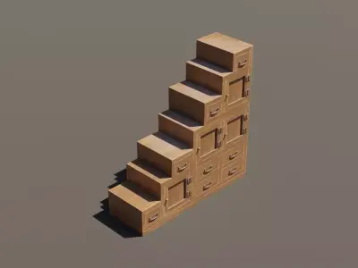 Japanese step chest Low-poly 3D model