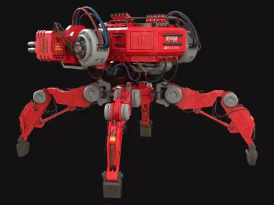 Walking Turret Concept-1-Red 3D model