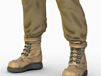 High Poly Man Leather Jacket Military Outfit Low-poly 3D model