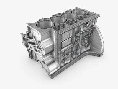 Generic 4-Cylinder Engine Block 3D model