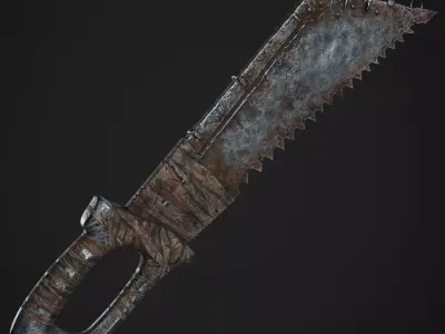 Post Apocalyptic Weapons - Saw Sword Free low-poly 3D model