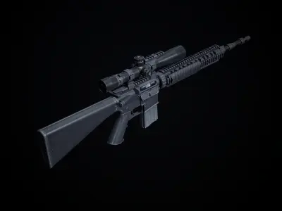 Mk12 PBR sniper rifle scope Low-poly 3D model
