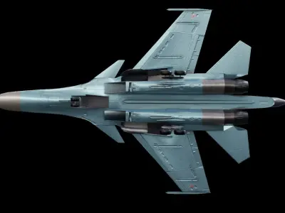 SU-34 Russian strike fighter Low-poly 3D model