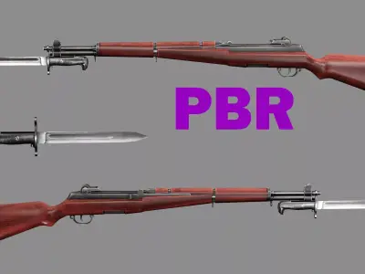 M1 Garand Rifle C127H With Bayonet Mauser Low-poly 3D Model Low-poly 3D model purchase