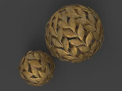 Metal Leaf Decorative Ball Set 3D model