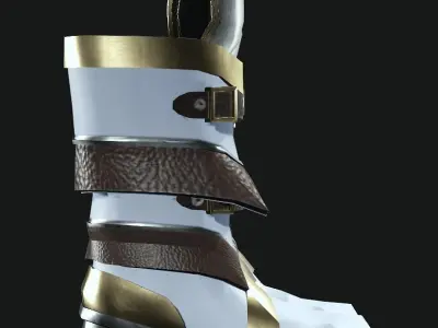 DTS-Model02-Boots1C armored boots - gold Low-poly 3D model