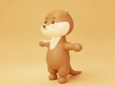Cute Cartoon Animal - Sea Otter Character 3D model