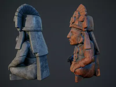 Aztec Statue 01 PBR Low-poly 3D model